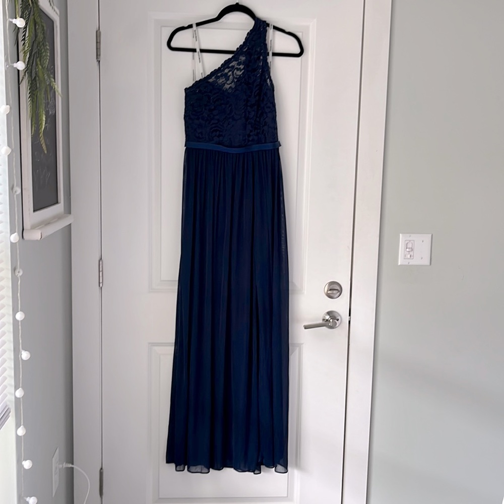David’s Bridal blue formal dress